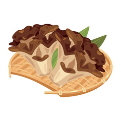 竹ザルに盛られた舞茸