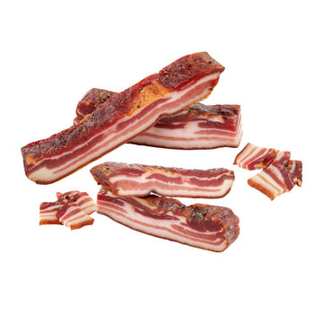 Dried Pork Belly Slices cut out isolated transparent background