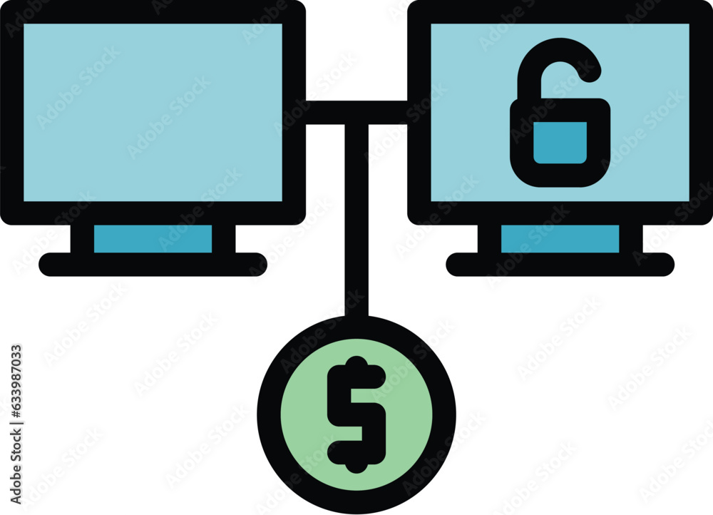 Poster network security icon outline vector. data secure. safety privacy color flat