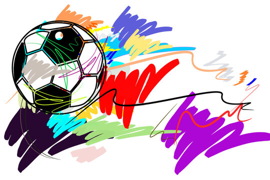  ball football soccer and brush strokes style