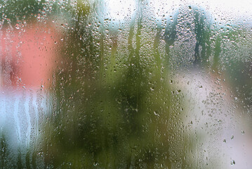 water droplets on the window glass