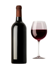 Realistic mockup of wine bottle and whine glass