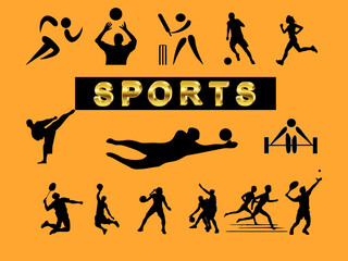 Sports collection vector, football, cricket, running and other sports. 