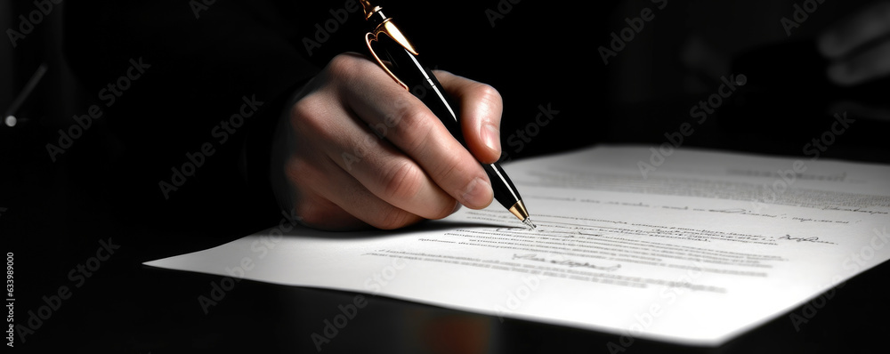 Poster the contract being signed the official documentation of the agreed upon terms and conditions.
