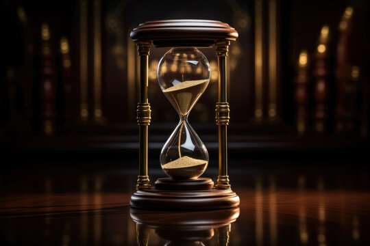 An hourglass with a subpoena inside to represent the short time frame a defendant has to comply with the request.