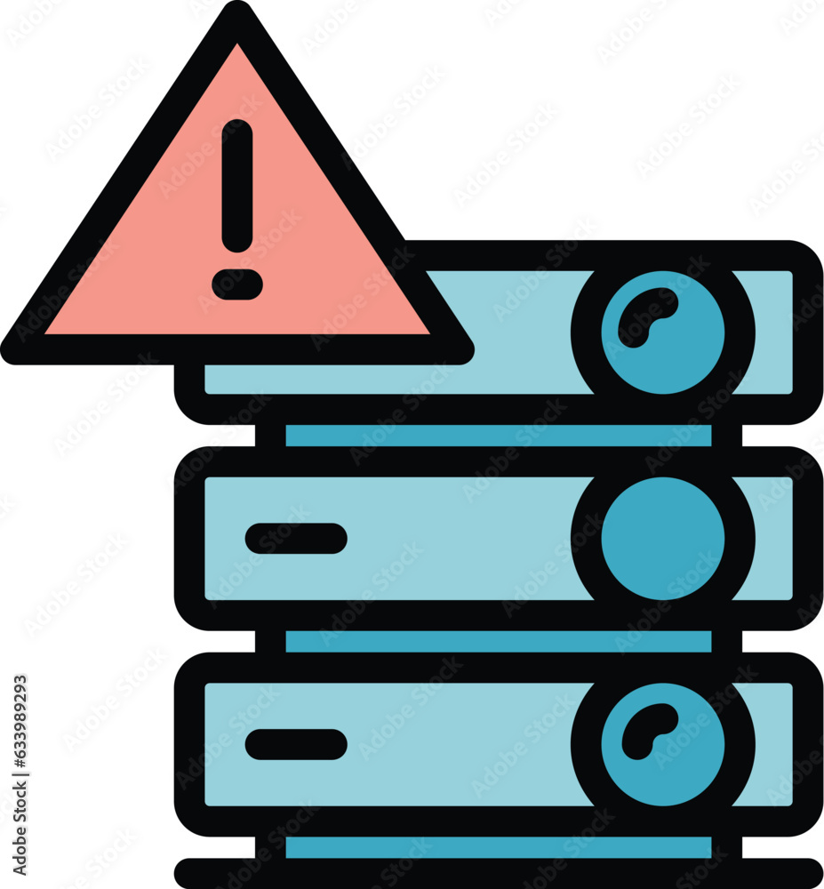 Poster server security alert icon outline vector. safety password. antivirus data color flat