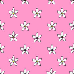 Vector Jasmine flowers seamless pattern background. Suitable for use fabric design, textile, wrapping paper, wallpaper, etc.