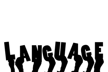 Obraz premium Digital png illustration of hands with language text on transparent background