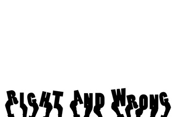 Digital png illustration of hands with right and wrong text on transparent background