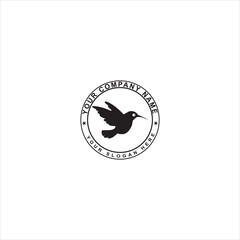 Black  Colibri Logo. Minimalistic Bird symbol design