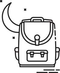 Digital png illustration of backpack with moon and stars on transparent background