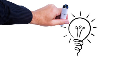 Digital png illustration of hand drawing light bulb on transparent background