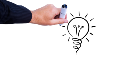 Digital png illustration of hand drawing light bulb on transparent background