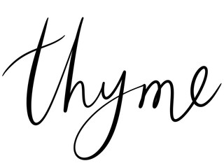 simple design element label lettering black lettering brush hand style word spice thyme print packaging sticker advertising logo