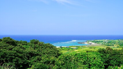 鹿児島県与論島の城（グスク）地区の高台からの風景