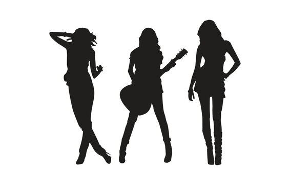silhouettes of women Music dance expression eps