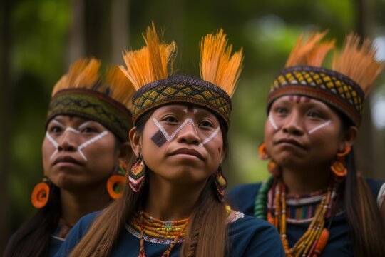 Amazonia tribe children latin. Generate Ai