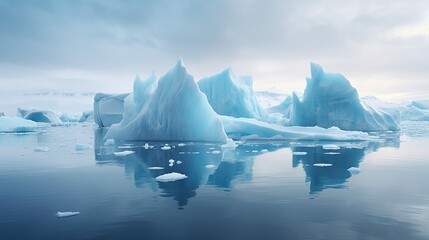 Fototapeta na wymiar Melting icebergs cause erratic weather patterns and flooding.