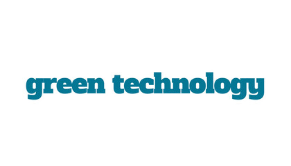 Digital png illustration of green technology text on transparent background