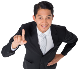Digital png photo of biracial businessman on transparent background