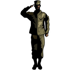 Digital png illustration of saluting soldier on transparent background