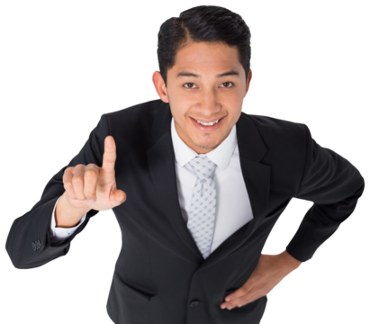 Digital png photo of biracial businessman on transparent background