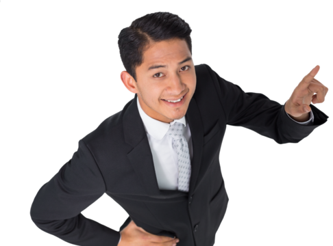 Digital png photo of biracial businessman on transparent background