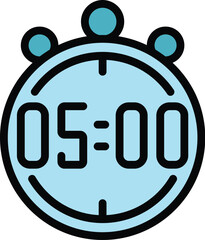 Sport stopwatch icon outline vector. Gym exercise. Workout training color flat