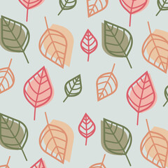 Pattern with colorful leaves. Vector, simple design.