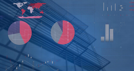 Image of data processing over cityscape