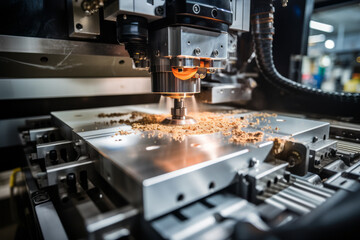 Fototapeta premium photograph of CNC machine photo. A close - up of a milling process.