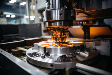 photograph of CNC machine photo. A close - up of a milling process.