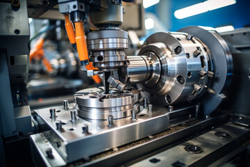 Fototapeta premium photograph of CNC machine photo. A close - up of a milling process.