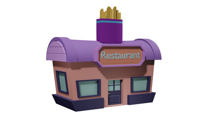3D Model Illustration of Fast Food Restaurant To Fulfill Your Hunger