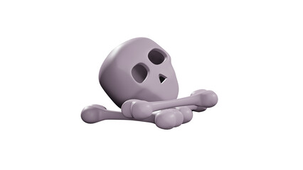 3D Model Illustration of Skull & Bones For Spooky Halloween Ornament