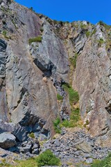 close view of a rocky mountain wall in Barmouth, UK