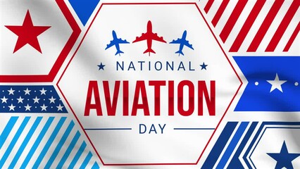 National Aviation Day waving animation. National Aviation Day which is Celebrated in United States in August 19