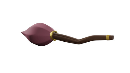 3D Model Illustration of Magic Witch Wooden Broom That Can Fly
