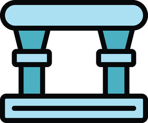 Gym bar icon outline vector. Cardio sport. Athlete fit color flat