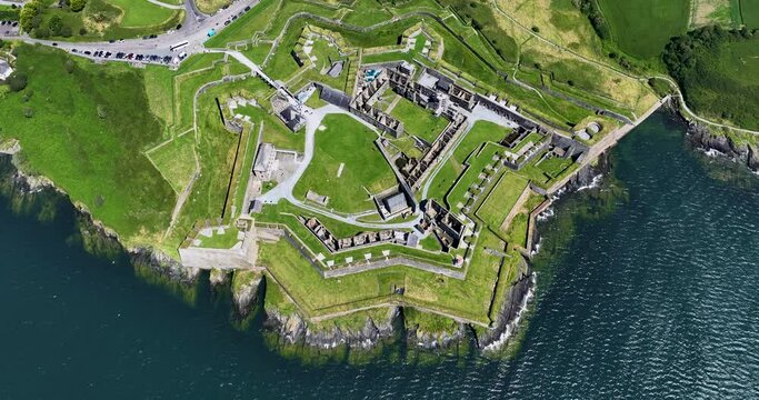 Old Charles Fort next to Bandon riverbanks in Kinsale, Ireland 4k