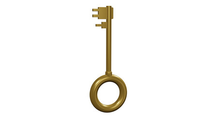 3D Model Illustration of The Golden Key That Can Use To Open World Treasure