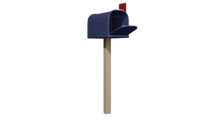 3D Model Illustration of Blue Mailbox, The Old Way To Receive  And Sending Letters