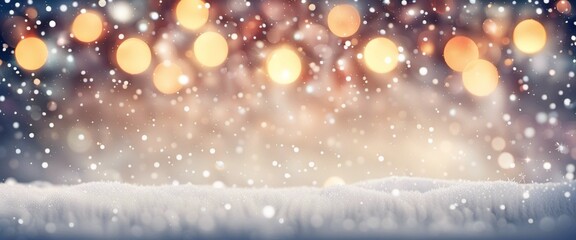Fototapeta na wymiar christmas lights on the snow