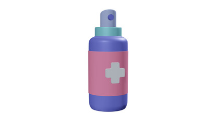 3D Model Illustration of Colorful Sanitizer Spray Bootle With Cute Color