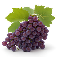 Red grapes bunch. Winery object, realistic grape isolated on white background. Fresh farm raw...