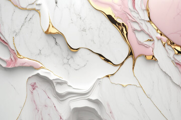 White and pink marble textured background. AI