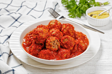 Iowa Ham Balls with tomato sauce in bowl