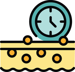 Time of cream icon outline vector. Face skin. Cosmetic care color flat