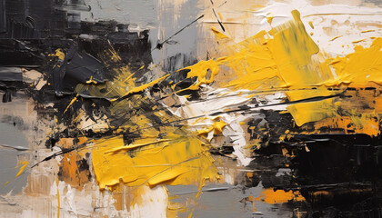 abstract white, yellow, and black oil painting, texture wallpaper, great fine detail