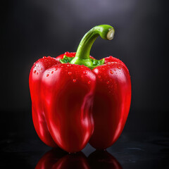 red bell pepper on black